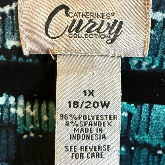 Chaps Teal Patterned Long Sleeve Dress - Picture 4 of 6